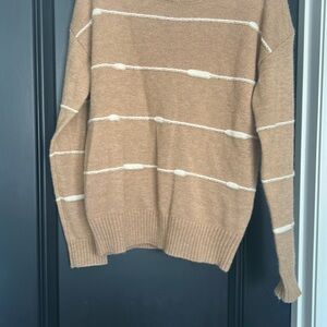 Women’s Tan Sweater with White Stripes